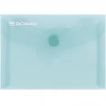 Mapa PP protectie documente A7 landscape, inchidere cu capsa, 10/set, DONAU - verde transparent
