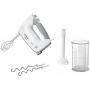 Mixer de mana Bosch MFQ36440, 450 W, 5 viteze + Turbo, Pasator, Vas gradat, Alb/Gri