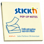 Notes autoadeziv 76 x 76 mm, cu dispenser, 100 file, Stickn Pop-up – galben pastel