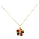 Pandantiv auriu cu cristale multicolore Helena, cu lantisor
