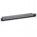 Patchpanel Cat6 neprotejat 24x Keystone Negru