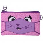 Penar dublu cu fermoar si masca material textil, Face-It Creature - roz
