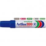 Permanent marker Artline 100, corp metalic, varf tesit 7.5-12.0mm - albastru