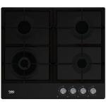 Plita incorporabila Beko HIAW64225SB, Gaz, 4 arzatoare, Gratar de fonta, Negru
