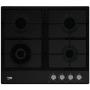 Plita incorporabila Beko HIAW64225SB, Gaz, 4 arzatoare, Gratar de fonta, Negru