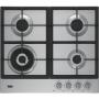 Plita incorporabila Beko HIAW64225SX, gaz, 4 arzatoare, gratar fonta, arzator wok, inox