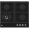 Plita incorporabila Beko HILW64225S, alimentare gaz, 4 zone de gatit, wok, 2 gratare din fonta, 60 cm, negru