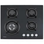 Plita incorporabila Hansa BHKS6113, 4 arzatoare, gaz, sistem de siguranta, aprindere electrica, gratare din fonta, sticla vitroceramica neagra