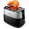 Prajitor de paine Philips HD2516/90, 830 W, 2 fante variabile, functie dezghetare, grilaj incalzire integrat, 8 setari, Negru