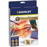 Set creativ Manley, contine 24 creioane cerate/12 diluabile in apa