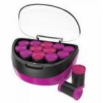 Set de bigudiuri electrice Remington Jumbo Curls H5670, 12 bigudiuri, 2 dimensiuni extra mari, Invelis catifea, Ionizare, Nucleu ceara, Mov
