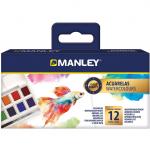Set tempera acrilica Manley, pastile compacte - 12 culori/set
