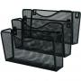 Suport metalic Mesh, pentru reviste si pliante, de perete, 3 buc/set, Q-Connect - negru
