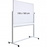 Tabla alba magnetica, dubla fata, rotativa, 100 x 180 cm, pe stand mobil, profil aluminiu, Optima