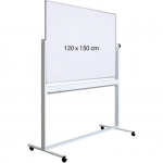 Tabla alba magnetica, dubla fata, rotativa, 120 x 150 cm, pe stand mobil, profil aluminiu, Optima