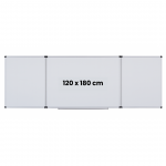 Tabla alba magnetica, triptica, 120x180cm + 2 x 90x120cm, cu 5 suprafete de scris, Optima