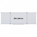 Tabla alba magnetica, triptica, 120x240cm + 2 x 120x120cm, cu 5 suprafete de scris, Optima