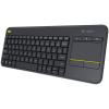 Tastatura Wireless Logitech K400 Plus Dark, Touchpad, USB, Negru