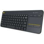 Tastatura Wireless Logitech K400 Plus Dark, Touchpad, USB, Negru