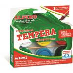 Tempera lavabila, 6 culori x 16ml/cutie + pensula gratis, Alpino