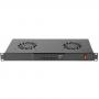 Ventilation panel horizontal 1U LCD with thermostat for cabinets, 19 inches, 2 fans, 230V, black